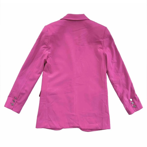 Michael Kors Woven Notch Lapel Button Front Blazer Fuschia Pink NWT Size 0 - Picture 10 of 10